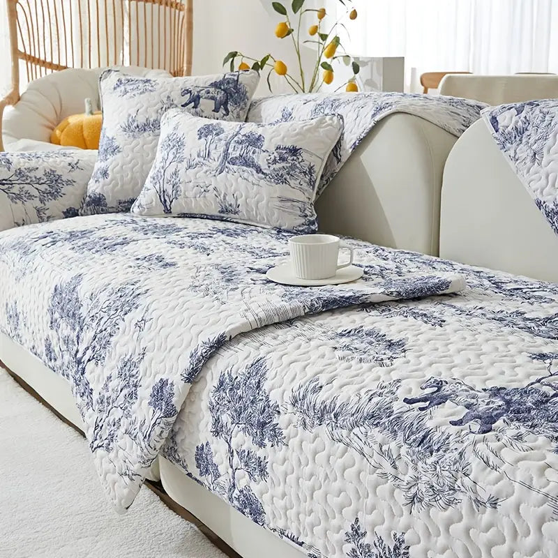 Universal Plant Print Sofa Cover Fabric Piece
