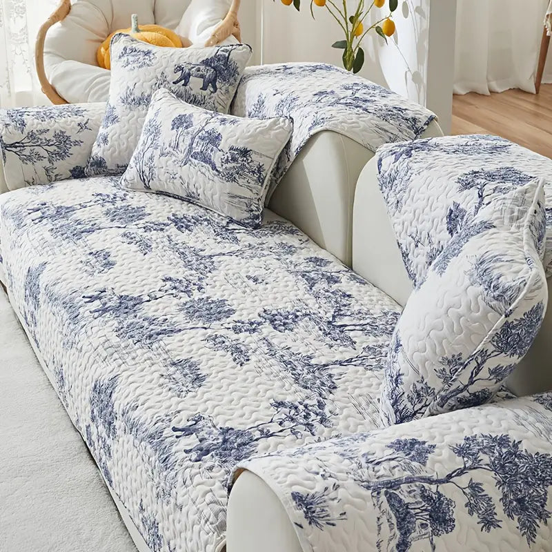 Universal Plant Print Sofa Cover Fabric Piece