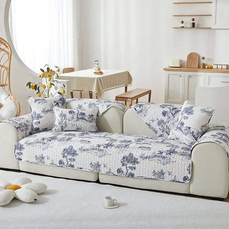 Universal Plant Print Sofa Cover Fabric Piece